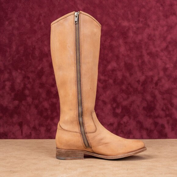 Frye Women Melissa Button 2 Tan Leather Zip Equestrian Riding Boots sz 5.5 - Picture 10 of 10